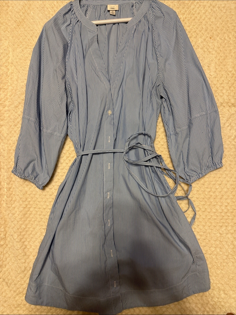 Blue & white pinstripes dress
